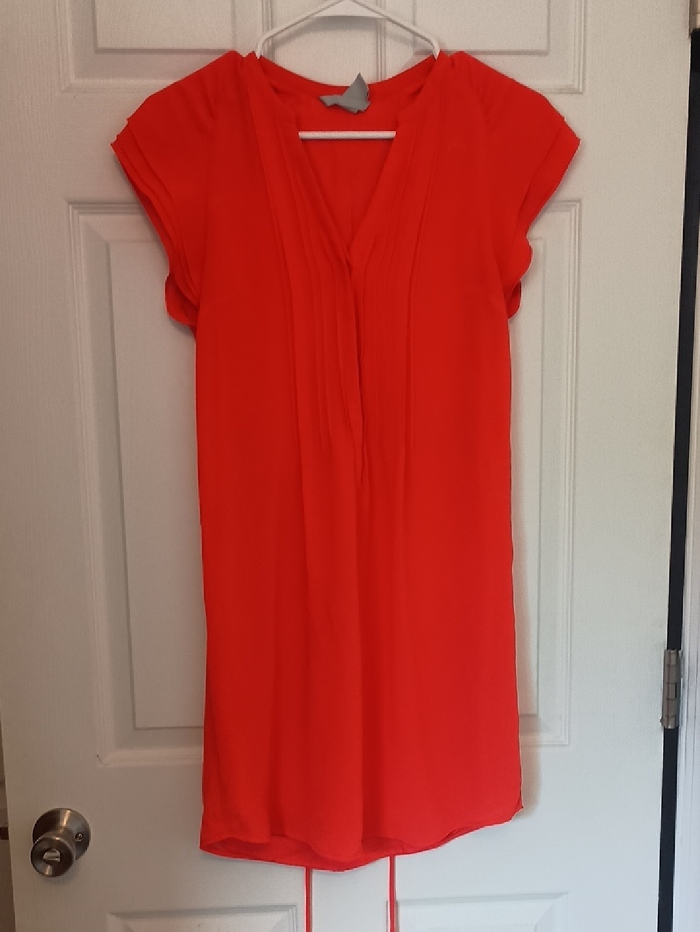 H&M Coral Orange V-Neck Cap Sleeve Dress